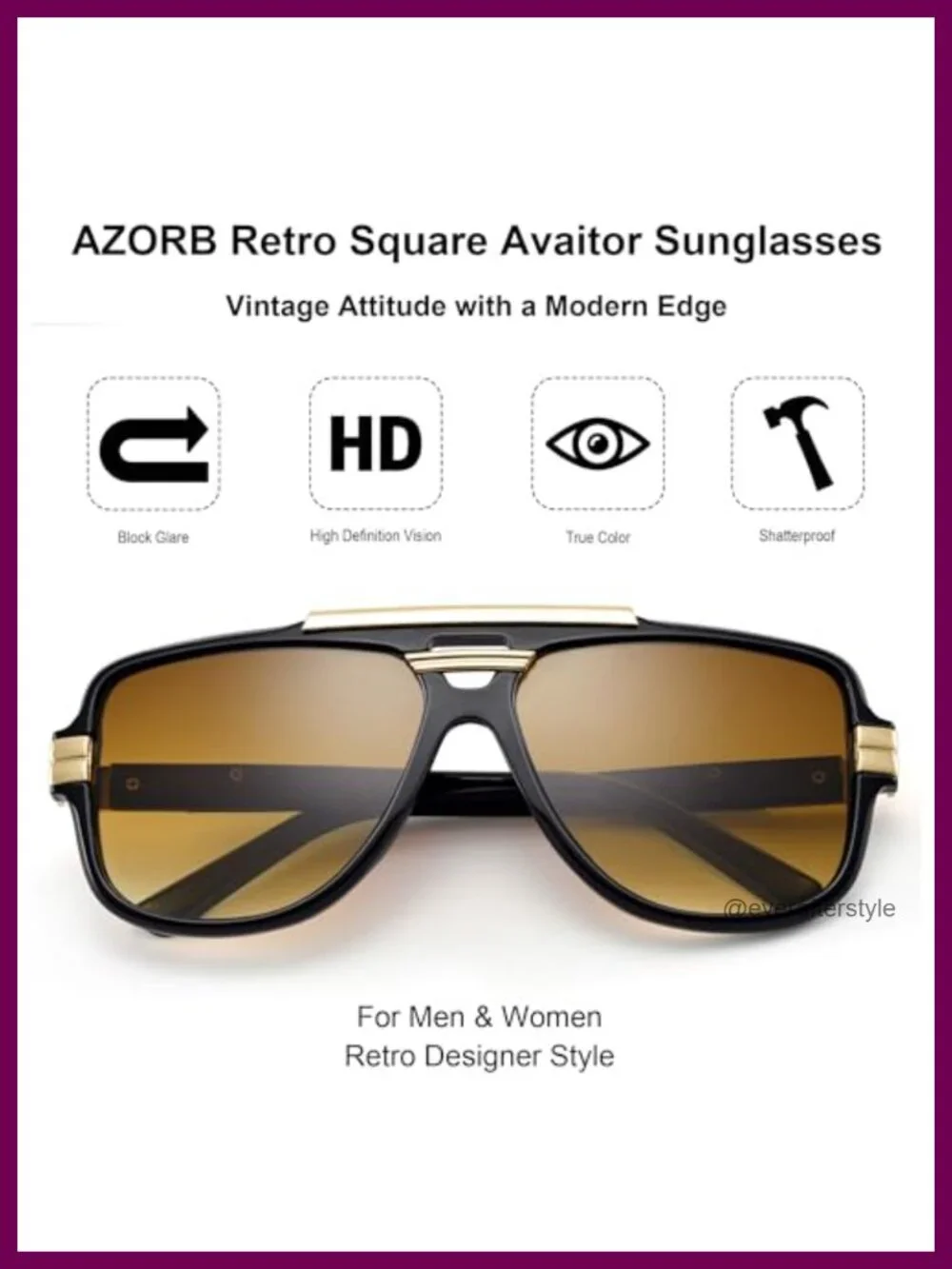 Oversized Square Aviator Sunglasses for Men Women
